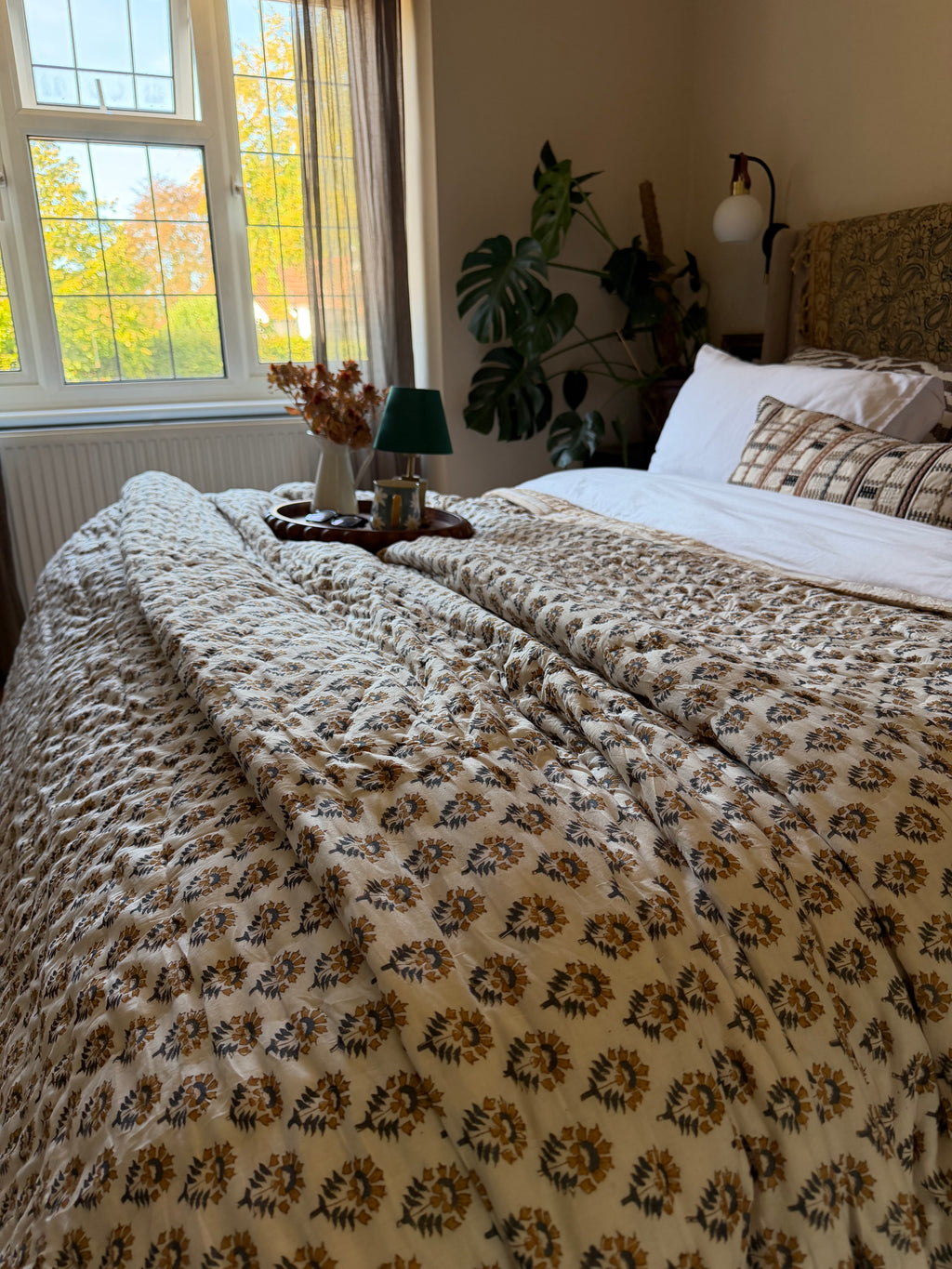 Handmade Block Printed Cotton Quilt – Super King 108” x 108”