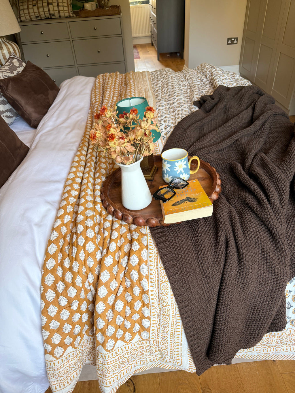 Handmade Block Printed Cotton Quilt – Super King 108” x 108”
