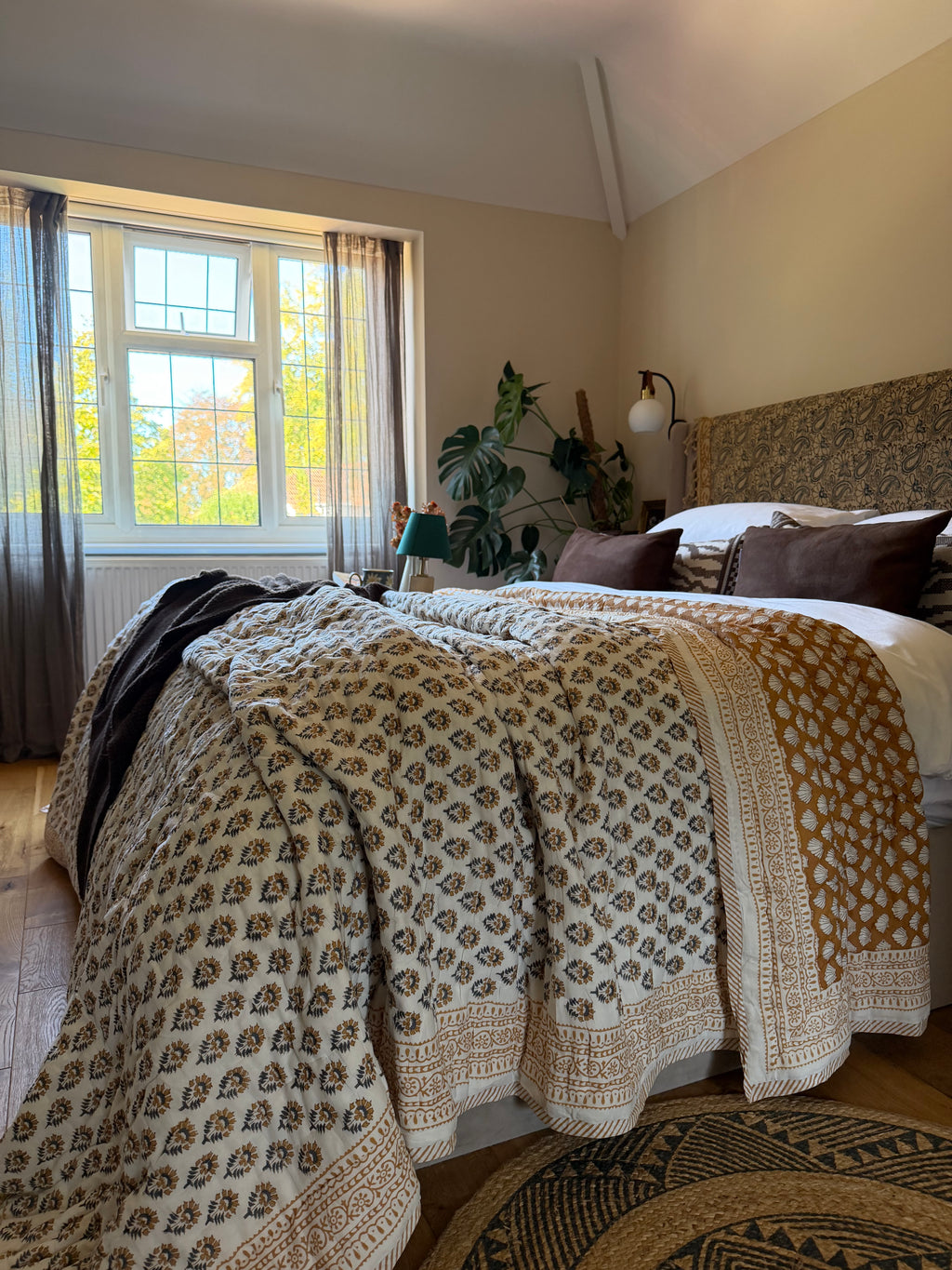 Handmade Block Printed Cotton Quilt – Super King 108” x 108”