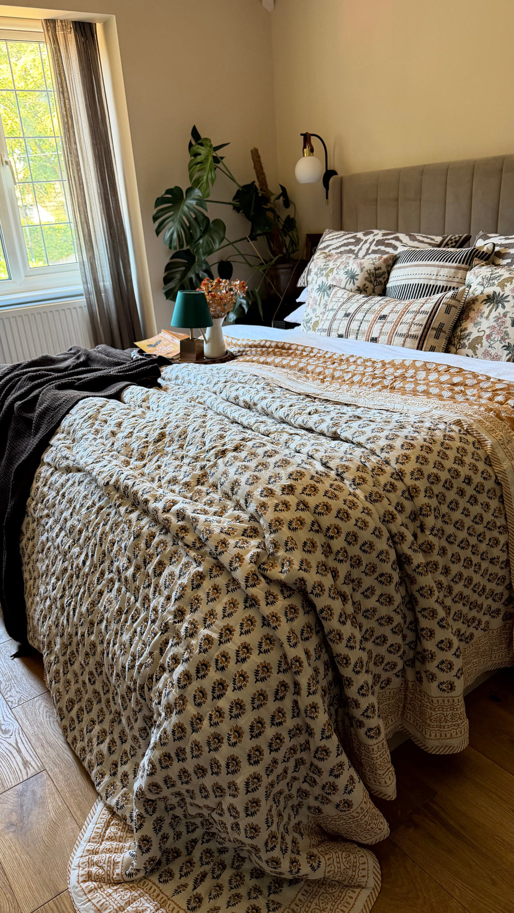 Handmade Block Printed Cotton Quilt – Super King 108” x 108”