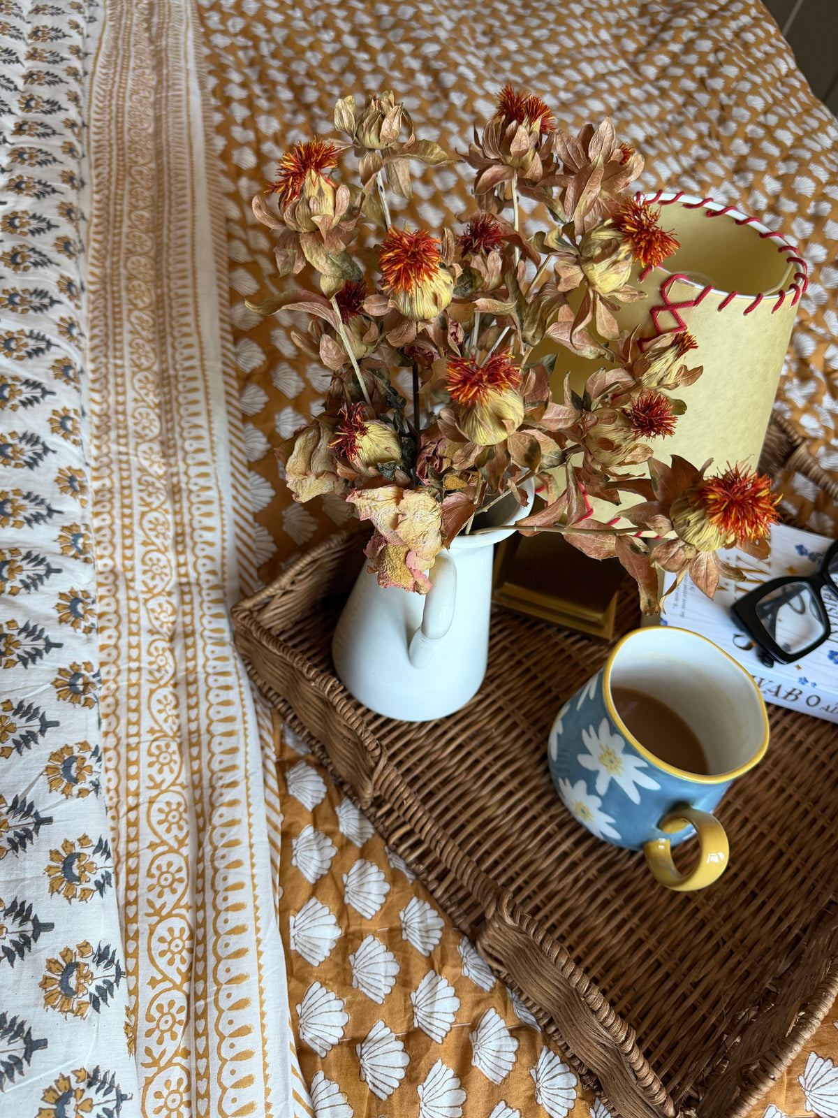 Handmade Block Printed Cotton Quilt – Super King 108” x 108”