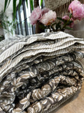 Handmade block printed summer quilt - Grey & Taupe