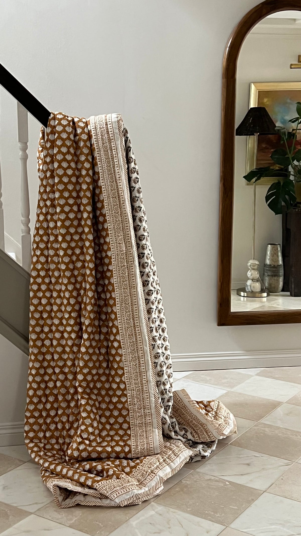 Handmade Block Printed Cotton Quilt – Super King 108” x 108”