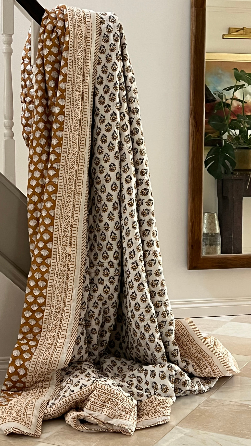 Handmade Block Printed Cotton Quilt – Super King 108” x 108”