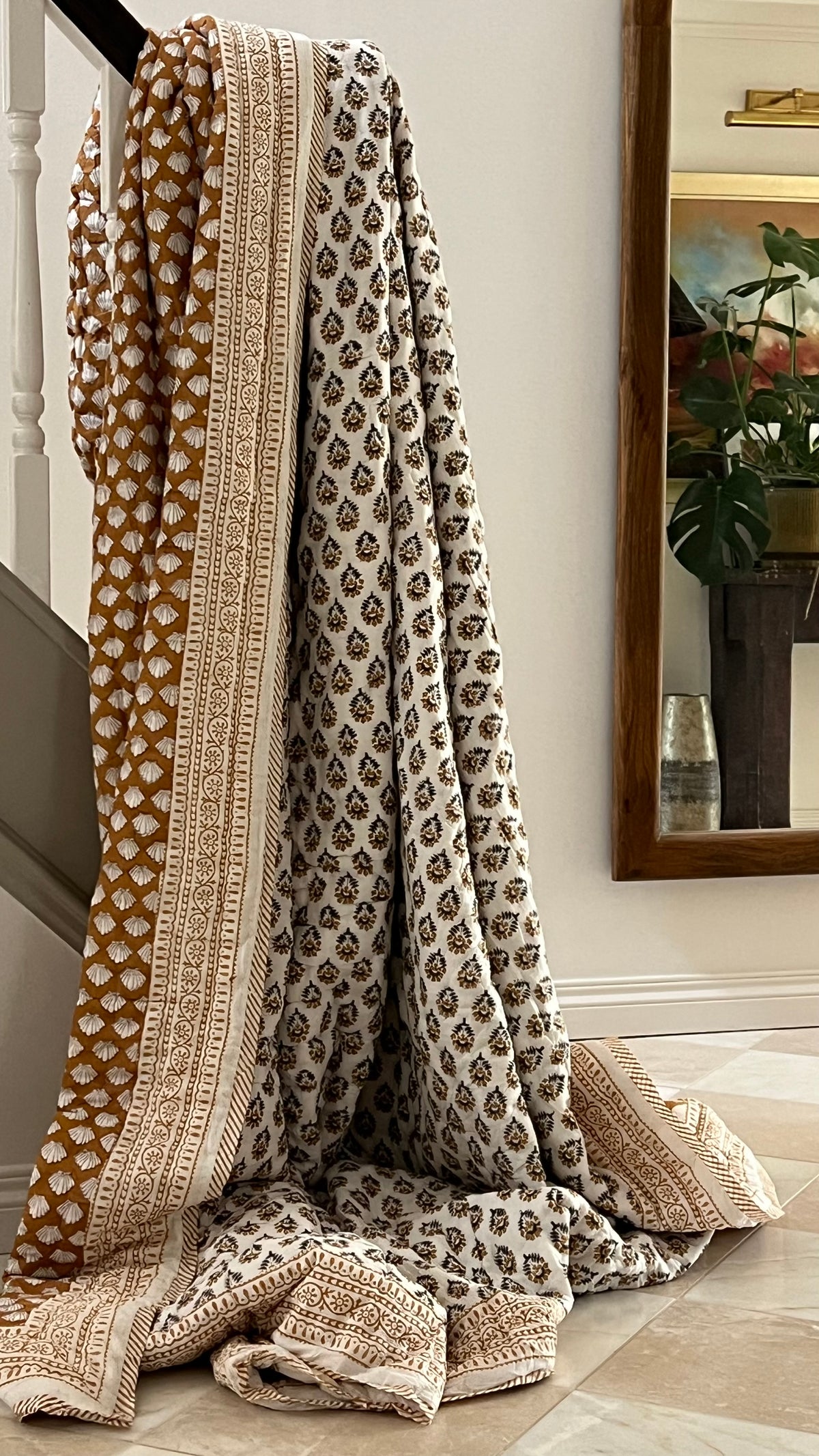 Handmade Block Printed Cotton Quilt – Super King 108” x 108”
